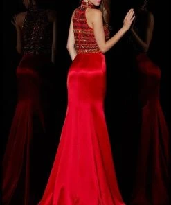 Angela & Alison - 51001 Bedazzled High Halter Trumpet Dress 12 Angela & Alison - 51001 Bedazzled High Halter Trumpet Dress