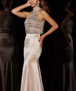 Angela & Alison - 51001 Bedazzled High Halter Trumpet Dress 13 Angela & Alison - 51001 Bedazzled High Halter Trumpet Dress