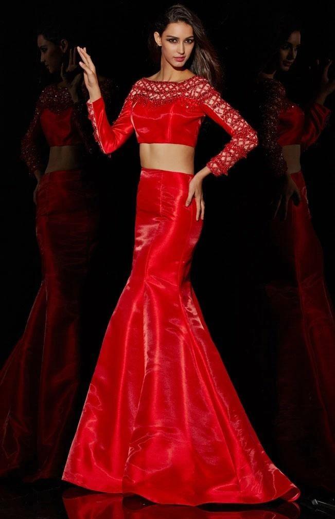 Formal Gowns Angela & Alison - 51030 Two Piece Beaded Long Sleeve Mermaid Dress 4 Formal Gowns Angela & Alison - 51030 Two Piece Beaded Long Sleeve Mermaid Dress