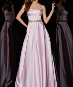 Angela & Alison - 51033 Strapless Ornate Empire A-Line Gown