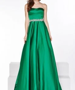 Angela & Alison - 51033 Strapless Ornate Empire A-Line Gown