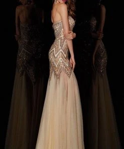 Angela & Alison - 51098 Sequined Straight Across Neck Trumpet Dress 9 Angela & Alison - 51098 Sequined Straight Across Neck Trumpet Dress