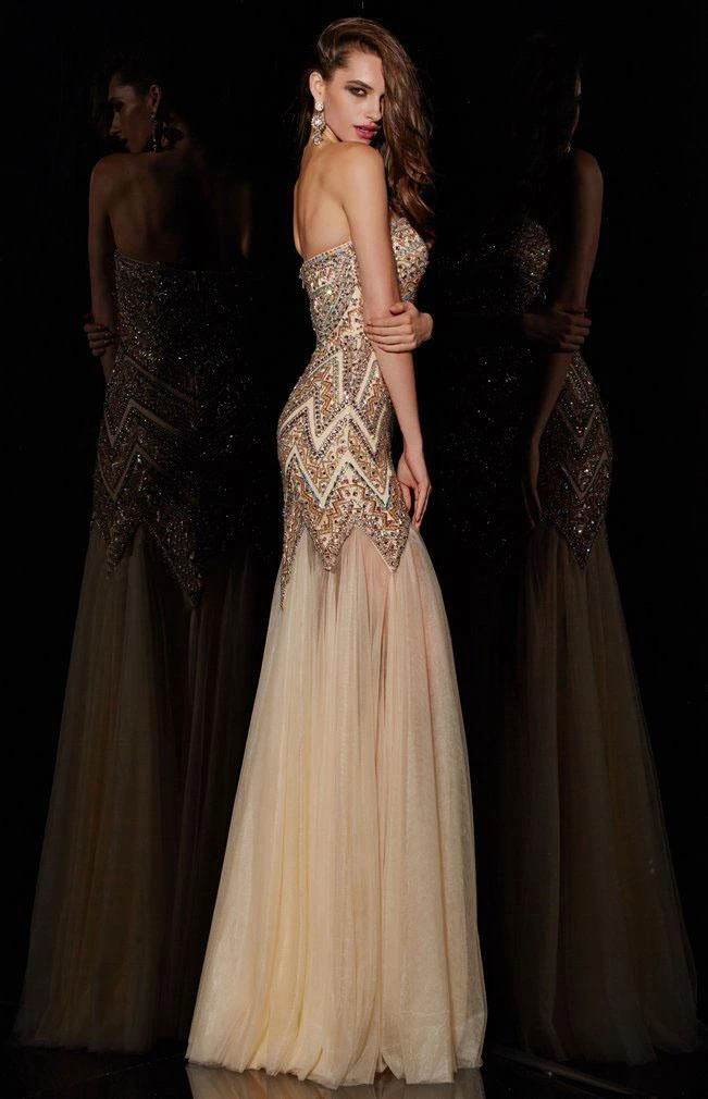 Angela & Alison - 51098 Sequined Straight Across Neck Trumpet Dress 6 Angela & Alison - 51098 Sequined Straight Across Neck Trumpet Dress