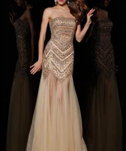 Angela & Alison - 51098 Sequined Straight Across Neck Trumpet Dress 8 Angela & Alison - 51098 Sequined Straight Across Neck Trumpet Dress