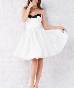 Angela & Alison - 52001 Scroll Beaded Strapless A-Line Dress Cocktail Dresses