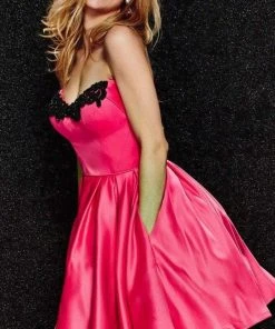 Angela & Alison - 52001 Scroll Beaded Strapless A-Line Dress Cocktail Dresses