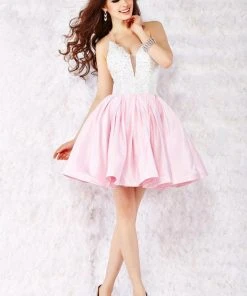 Angela & Alison - 52004 Beaded Floral Lace A-Line Dress