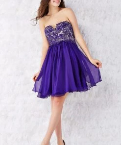 Angela & Alison - 52013 Strapless Lace Bodice A-Line Dress Cocktail Dresses