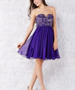 Angela & Alison - 52013 Strapless Lace Bodice A-Line Dress Cocktail Dresses