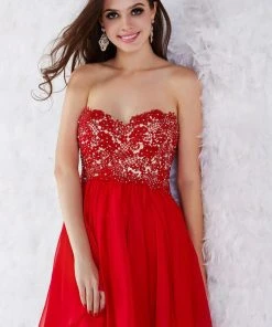 Angela & Alison - 52013 Strapless Lace Bodice A-Line Dress Cocktail Dresses