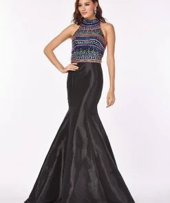 Angela & Alison - 61008 Ornate High Halter Mermaid Gown