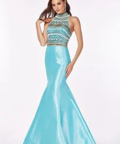 Angela & Alison - 61008 Ornate High Halter Mermaid Gown