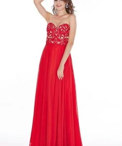 Formal Gowns Angela & Alison - 61014 Strapless Embroidered Chiffon Gown