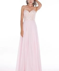 Formal Gowns Angela & Alison - 61014 Strapless Embroidered Chiffon Gown