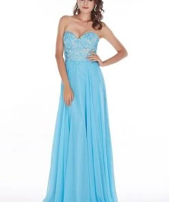 Formal Gowns Angela & Alison - 61014 Strapless Embroidered Chiffon Gown
