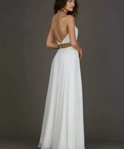 Angela & Alison - 61033 Gilded Yoke Ruched Cutout Gown 11 Angela & Alison - 61033 Gilded Yoke Ruched Cutout Gown