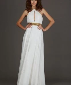 Angela & Alison - 61033 Gilded Yoke Ruched Cutout Gown 10 Angela & Alison - 61033 Gilded Yoke Ruched Cutout Gown