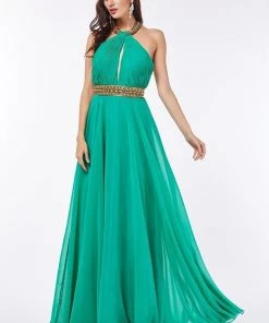 Angela & Alison - 61033 Gilded Yoke Ruched Cutout Gown 12 Angela & Alison - 61033 Gilded Yoke Ruched Cutout Gown