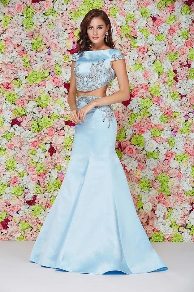 Formal Gowns Angela & Alison - 61036 Cap Sleeve Silver Filigree Two-Piece Gown 7 Formal Gowns Angela & Alison - 61036 Cap Sleeve Silver Filigree Two-Piece Gown