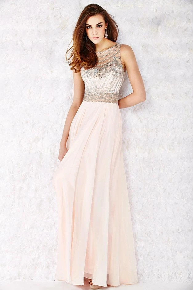 Formal Gowns Angela & Alison - 61056 Beaded Sleeveless Illusion Back A-Line Gown - 1 Pc Blush In Size 6 Available 3 Formal Gowns Angela & Alison - 61056 Beaded Sleeveless Illusion Back A-Line Gown - 1 Pc Blush In Size 6 Available