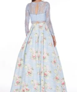 Angela & Alison - 61059 Two Piece Lace Floral A-line Dress