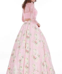 Angela & Alison - 61059 Two Piece Lace Floral A-line Dress