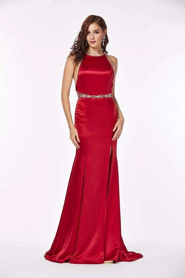 Angela & Alison - 61084 Crystal Accented Halter Trumpet Dress Formal Gowns 6 Angela & Alison - 61084 Crystal Accented Halter Trumpet Dress Formal Gowns