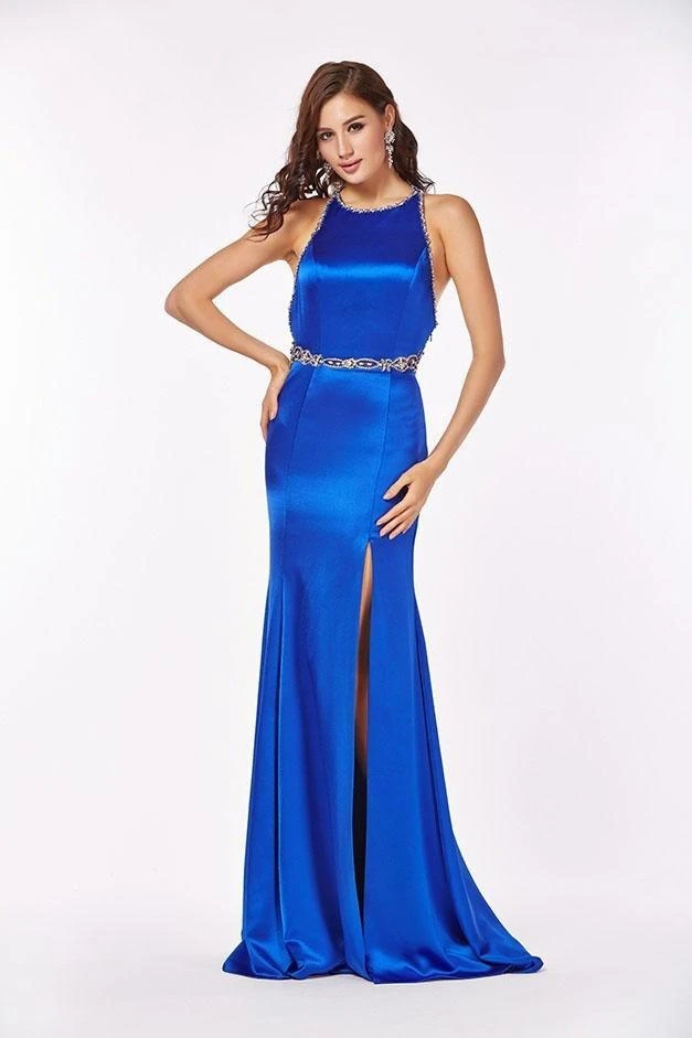 Angela & Alison - 61084 Crystal Accented Halter Trumpet Dress Formal Gowns 3 Angela & Alison - 61084 Crystal Accented Halter Trumpet Dress Formal Gowns