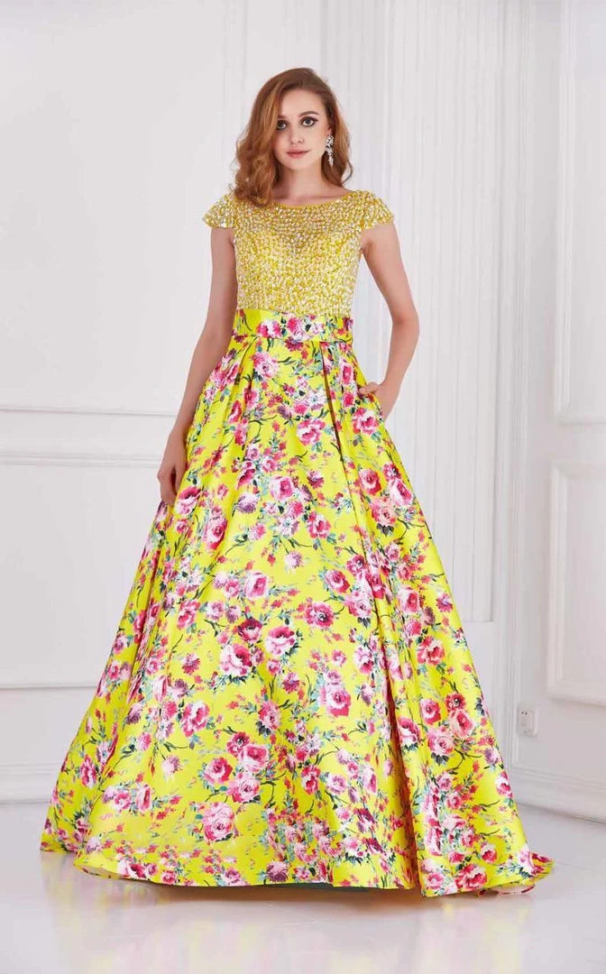 Angela & Alison - 61085 Beaded Bateau Floral Ballgown 3 Angela & Alison - 61085 Beaded Bateau Floral Ballgown