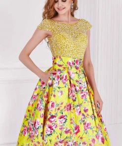 Angela & Alison - 61085 Beaded Bateau Floral Ballgown 10 Angela & Alison - 61085 Beaded Bateau Floral Ballgown