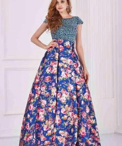 Angela & Alison - 61085 Beaded Bateau Floral Ballgown 11 Angela & Alison - 61085 Beaded Bateau Floral Ballgown