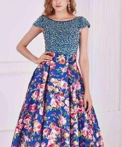 Angela & Alison - 61085 Beaded Bateau Floral Ballgown 12 Angela & Alison - 61085 Beaded Bateau Floral Ballgown