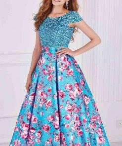 Angela & Alison - 61085 Beaded Bateau Floral Ballgown 15 Angela & Alison - 61085 Beaded Bateau Floral Ballgown