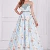 Angela & Alison - 61105 Embellished Strapless Floral Ballgown Formal Gowns