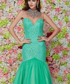 Angela & Alison - 61107 Embellished High Neck Floral Mermaid Gown 14 Angela & Alison - 61107 Embellished High Neck Floral Mermaid Gown