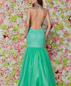 Angela & Alison - 61107 Embellished High Neck Floral Mermaid Gown 15 Angela & Alison - 61107 Embellished High Neck Floral Mermaid Gown