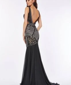 Angela & Alison - 61159 Lace Bodice Cutout Trumpet Gown Formal Gowns 9 Angela & Alison - 61159 Lace Bodice Cutout Trumpet Gown Formal Gowns