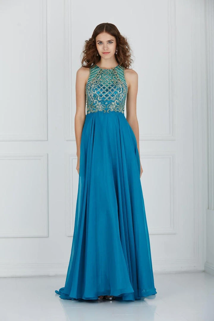 Angela & Alison - 61191 Illusion Gilt Beaded A-Line Gown 5 Angela & Alison - 61191 Illusion Gilt Beaded A-Line Gown