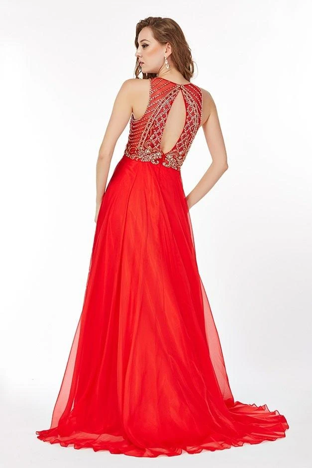 Angela & Alison - 61191 Illusion Gilt Beaded A-Line Gown 4 Angela & Alison - 61191 Illusion Gilt Beaded A-Line Gown