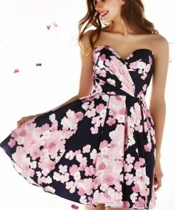 Angela & Alison - 62026 Strapless Floral Cocktail Dress
