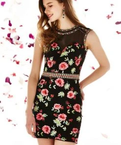 Cocktail Dresses Angela & Alison - 62038 Beaded Floral Cocktail Dress