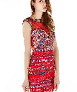 Angela & Alison - 62039 Floral Embroidered Cocktail Dress