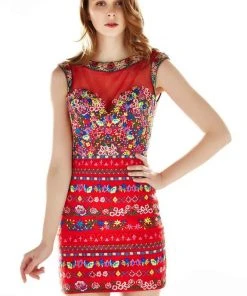 Angela & Alison - 62039 Floral Embroidered Cocktail Dress