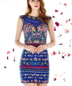 Angela & Alison - 62039 Floral Embroidered Cocktail Dress