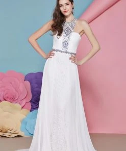 Angela & Alison - 62051 Beaded Lace Evening Gown