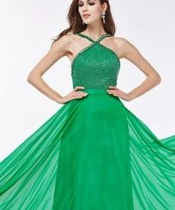 Formal Gowns Angela & Alison - 661145 Sleeveless Halter Neck A-line Dress 11 Formal Gowns Angela & Alison - 661145 Sleeveless Halter Neck A-line Dress