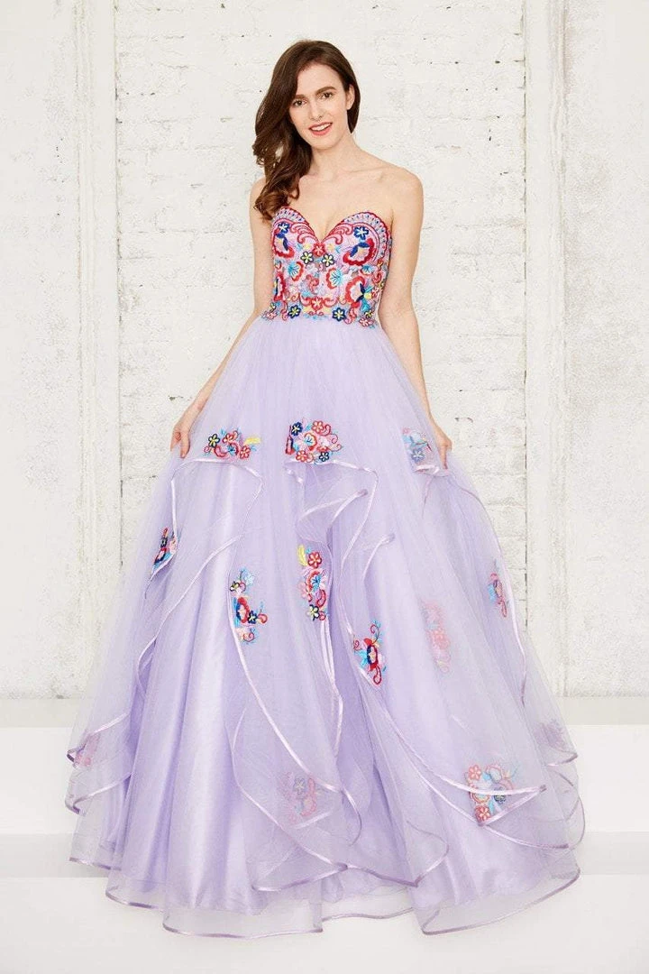 Formal Gowns Angela & Alison - 71013 Pretty Floral Embroidery Strapless Gown 6 Formal Gowns Angela & Alison - 71013 Pretty Floral Embroidery Strapless Gown