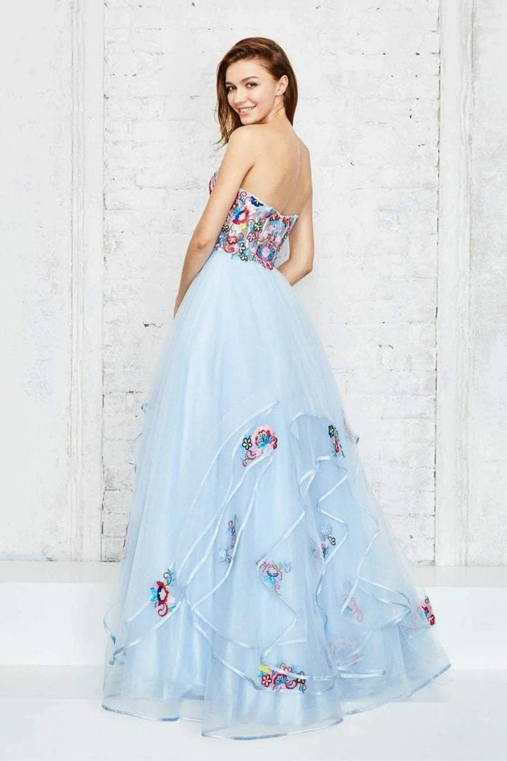 Formal Gowns Angela & Alison - 71013 Pretty Floral Embroidery Strapless Gown 4 Formal Gowns Angela & Alison - 71013 Pretty Floral Embroidery Strapless Gown