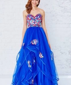 Formal Gowns Angela & Alison - 71013 Pretty Floral Embroidery Strapless Gown 13 Formal Gowns Angela & Alison - 71013 Pretty Floral Embroidery Strapless Gown