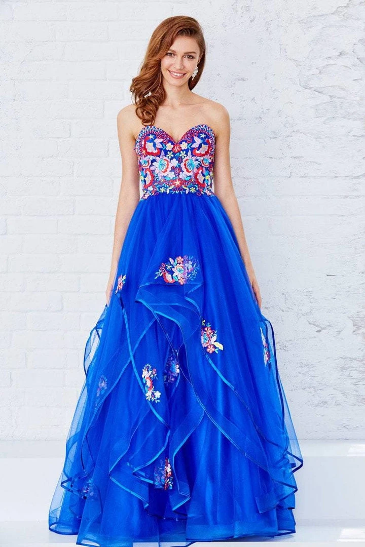 Formal Gowns Angela & Alison - 71013 Pretty Floral Embroidery Strapless Gown 8 Formal Gowns Angela & Alison - 71013 Pretty Floral Embroidery Strapless Gown